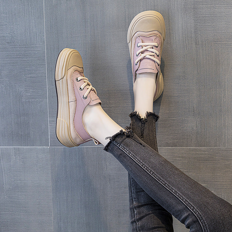 Sneakers en cuir décontracté de mode femme