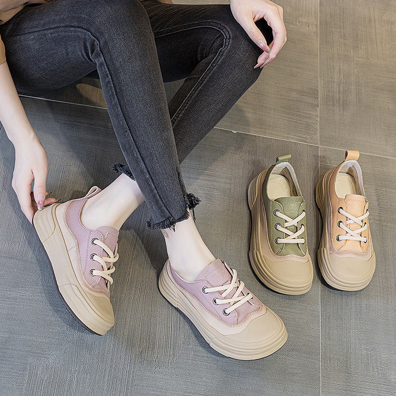 Sneakers en cuir décontracté de mode femme
