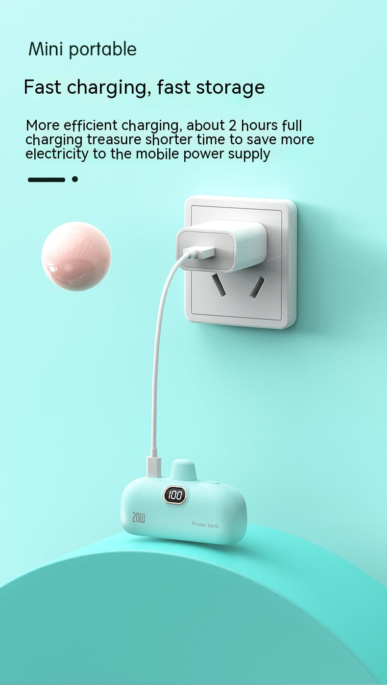 Pocket sans fil Capsule Power Bank Petit Portable Power Source Power Bank Mini Fast Charge