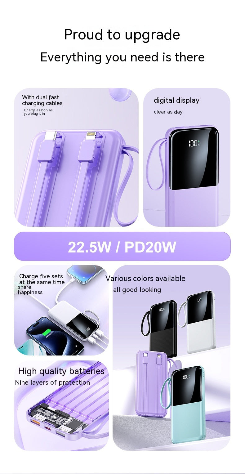 Charge rapide avec câble 20000mAh Grande capacité Portable Portable Power Pack