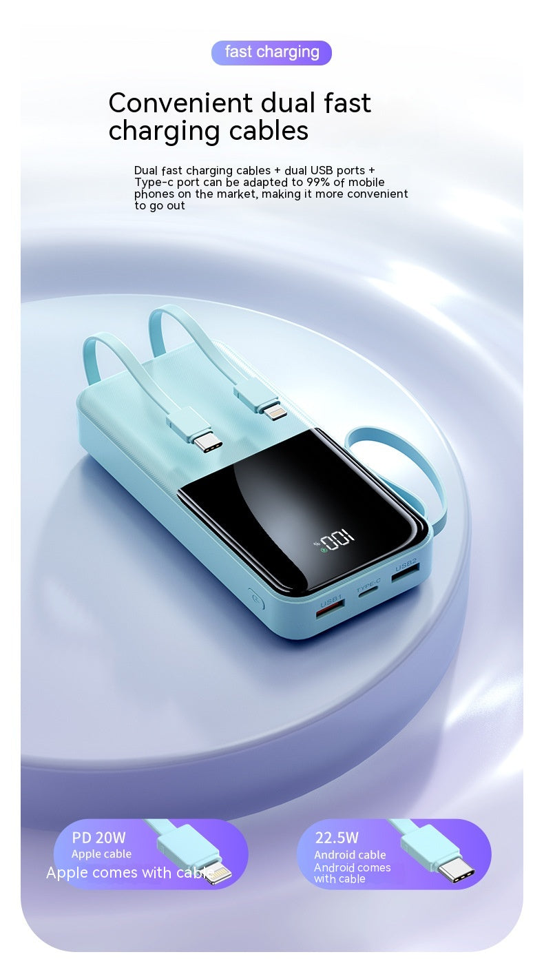 Charge rapide avec câble 20000mAh Grande capacité Portable Portable Power Pack