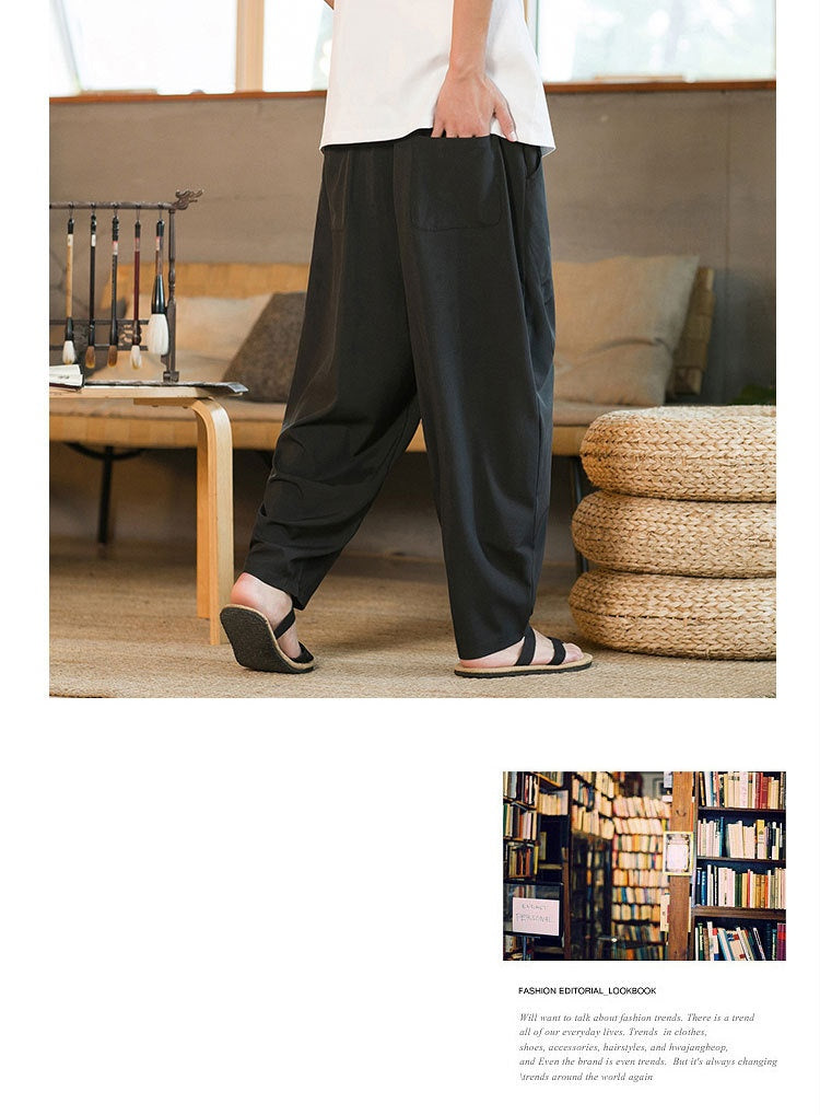 Style chinois homme Yamamoto Yaosi Ice Drape Profile Harem Pantalons Hommes