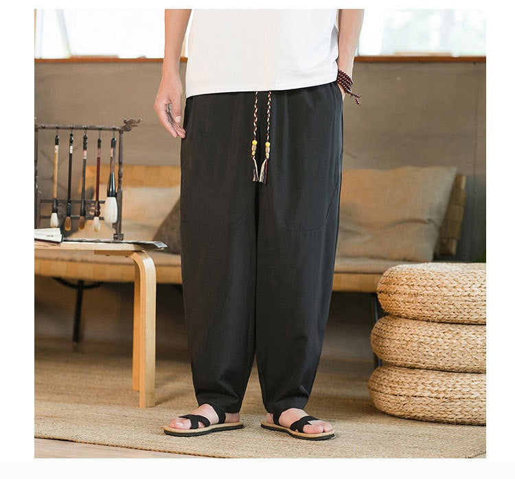 Style chinois homme Yamamoto Yaosi Ice Drape Profile Harem Pantalons Hommes