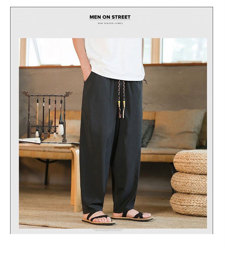Style chinois homme Yamamoto Yaosi Ice Drape Profile Harem Pantalons Hommes