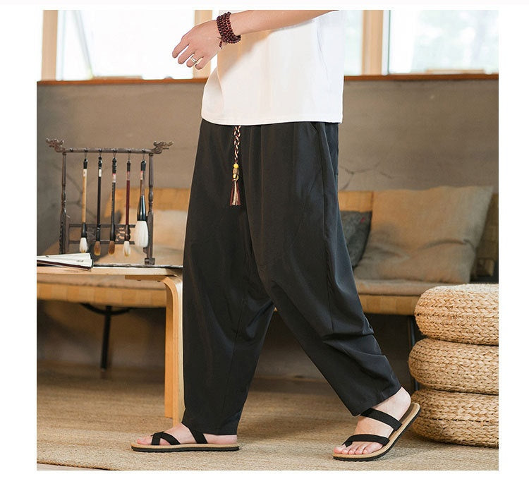 Style chinois homme Yamamoto Yaosi Ice Drape Profile Harem Pantalons Hommes