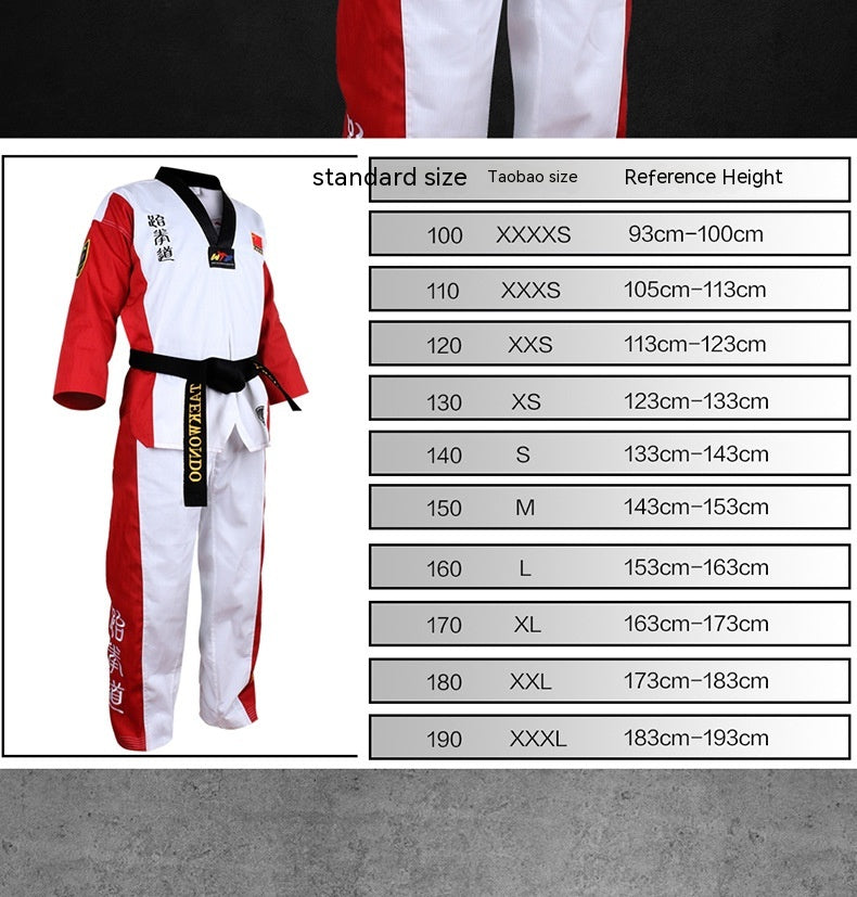 TKD pour enfants Uniforme Formation à manches longues Costume de style de performance Vêtements