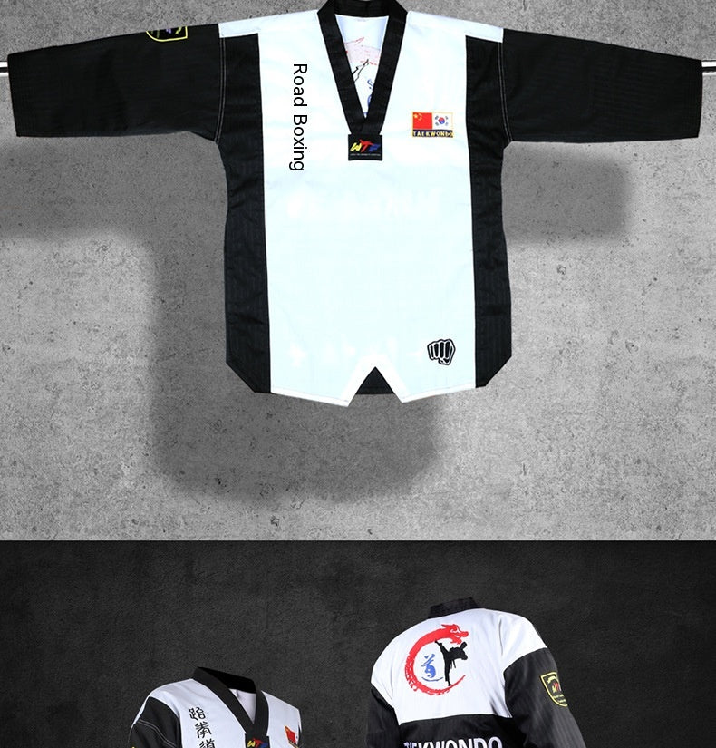 TKD pour enfants Uniforme Formation à manches longues Costume de style de performance Vêtements