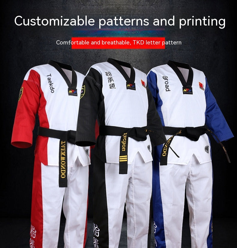 TKD pour enfants Uniforme Formation à manches longues Costume de style de performance Vêtements