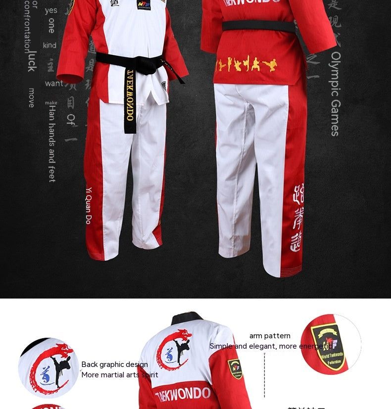 TKD pour enfants Uniforme Formation à manches longues Costume de style de performance Vêtements