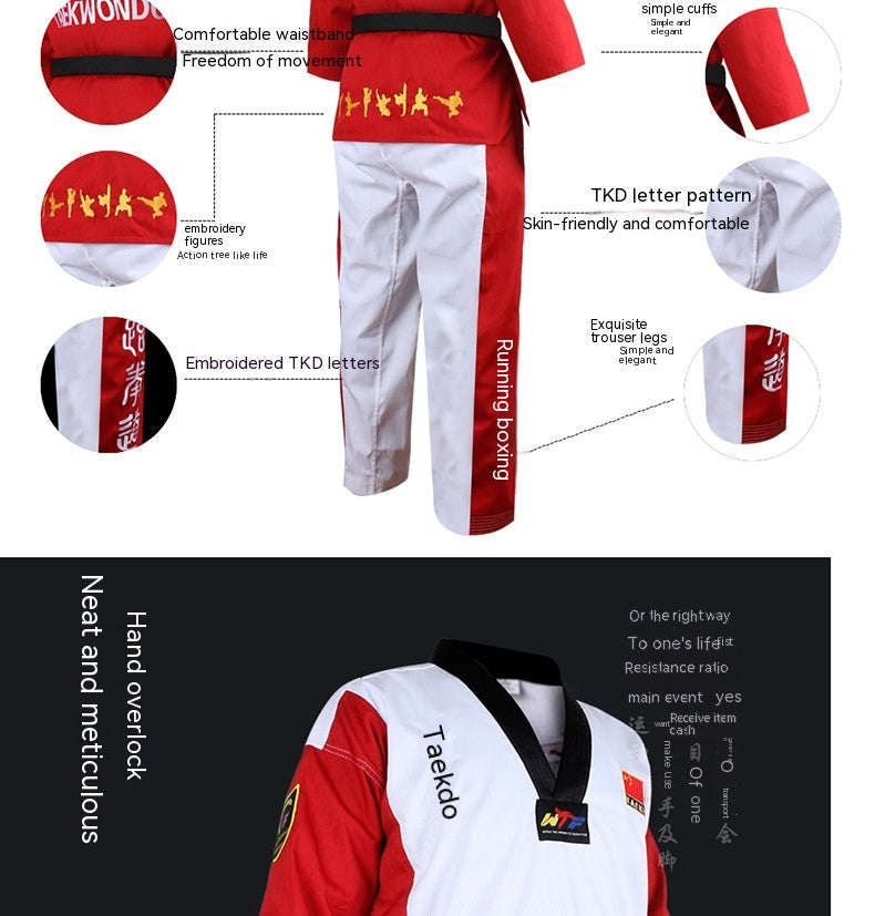 TKD pour enfants Uniforme Formation à manches longues Costume de style de performance Vêtements