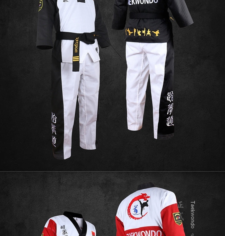 TKD pour enfants Uniforme Formation à manches longues Costume de style de performance Vêtements