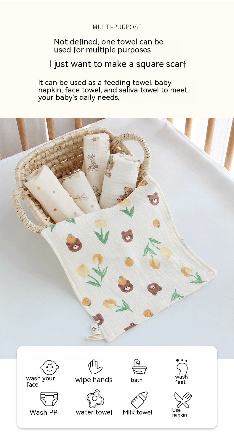 4 couches Gauze Baby Salive Serviette Floral Nouveau-né Baby Face Serviette mouchoir