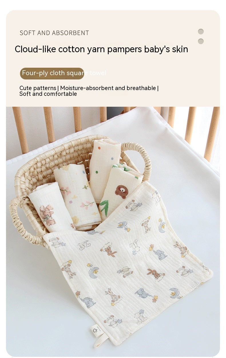 4 couches Gauze Baby Salive Serviette Floral Nouveau-né Baby Face Serviette mouchoir
