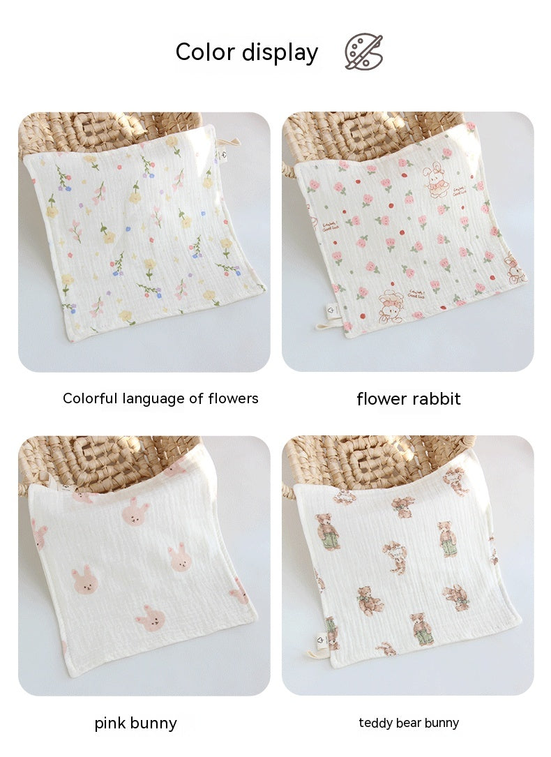 4 couches Gauze Baby Salive Serviette Floral Nouveau-né Baby Face Serviette mouchoir