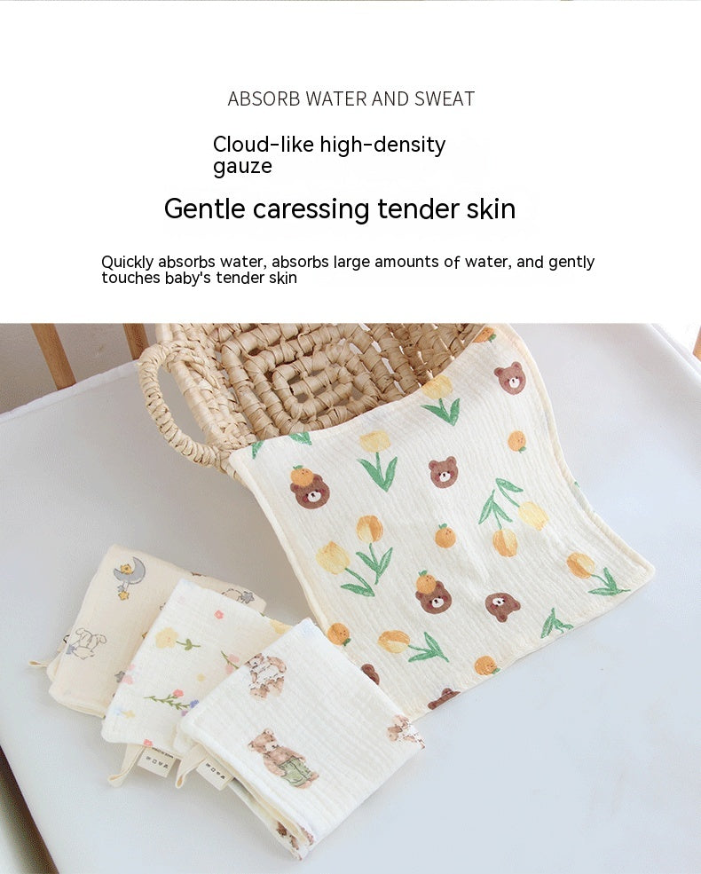 4 couches Gauze Baby Salive Serviette Floral Nouveau-né Baby Face Serviette mouchoir