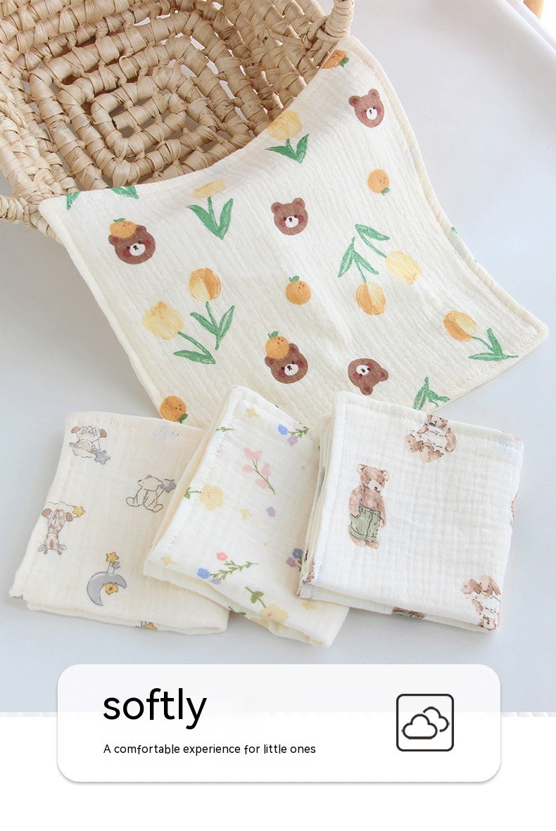 4 couches Gauze Baby Salive Serviette Floral Nouveau-né Baby Face Serviette mouchoir