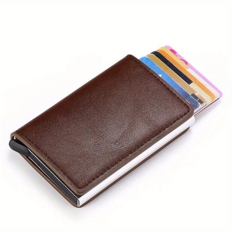 Support de carte d'emballage en alliage d'aluminium en cuir PU pour hommes