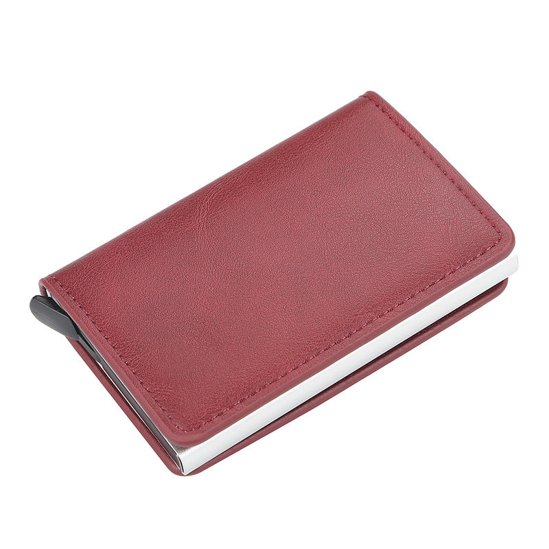 Support de carte d'emballage en alliage d'aluminium en cuir PU pour hommes