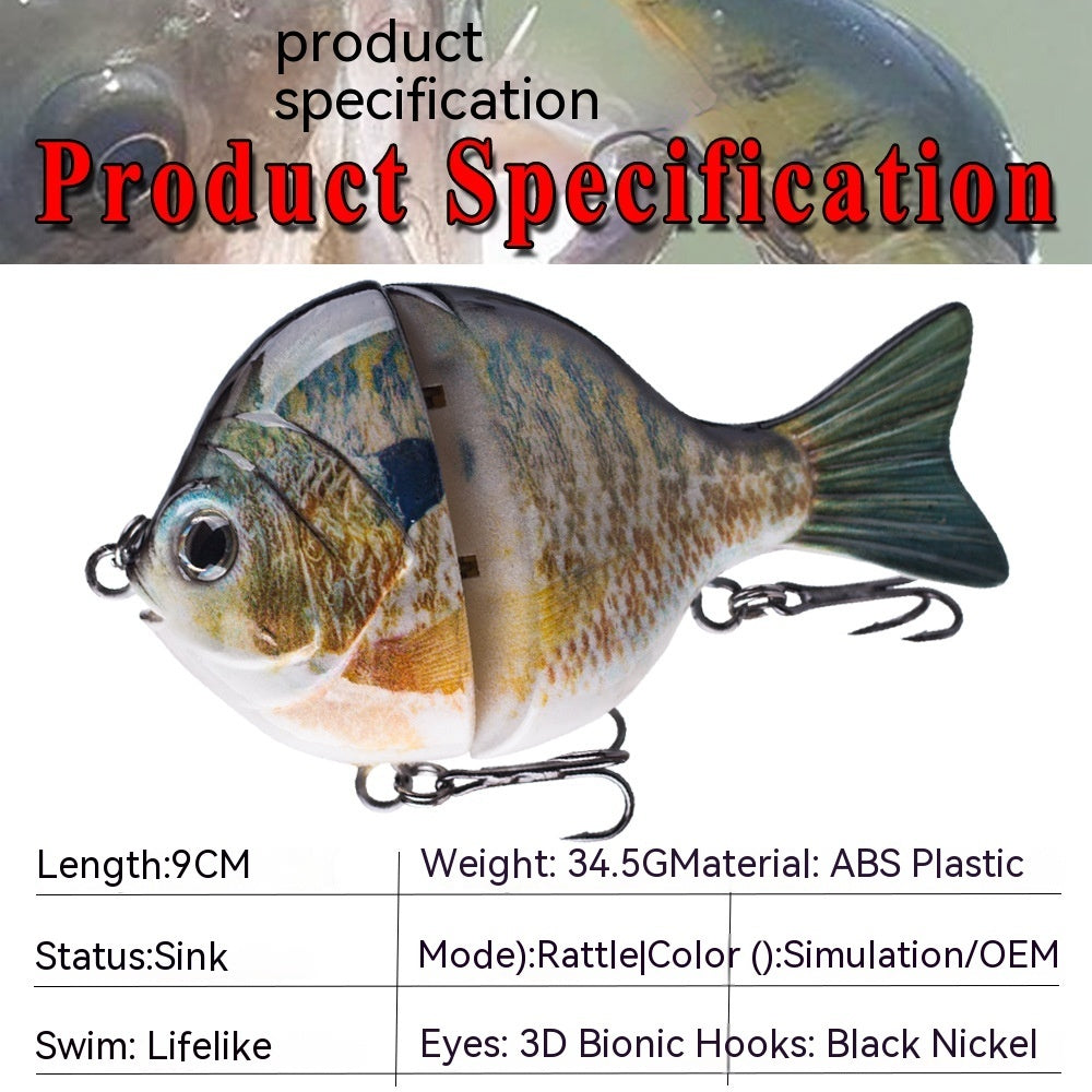 Deux sections avec des perles d'anneaux Lure Simulation Bait Lure Submergé Bait Multi-section Lure