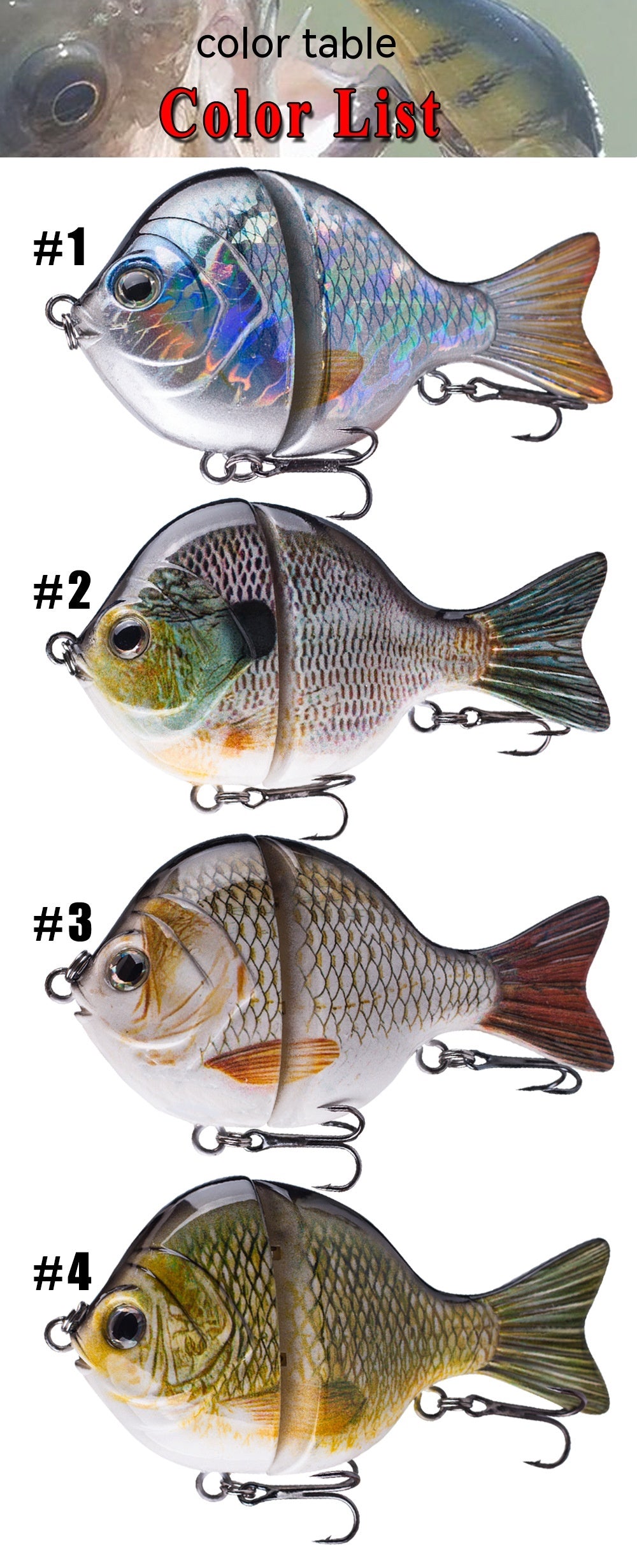 Deux sections avec des perles d'anneaux Lure Simulation Bait Lure Submergé Bait Multi-section Lure