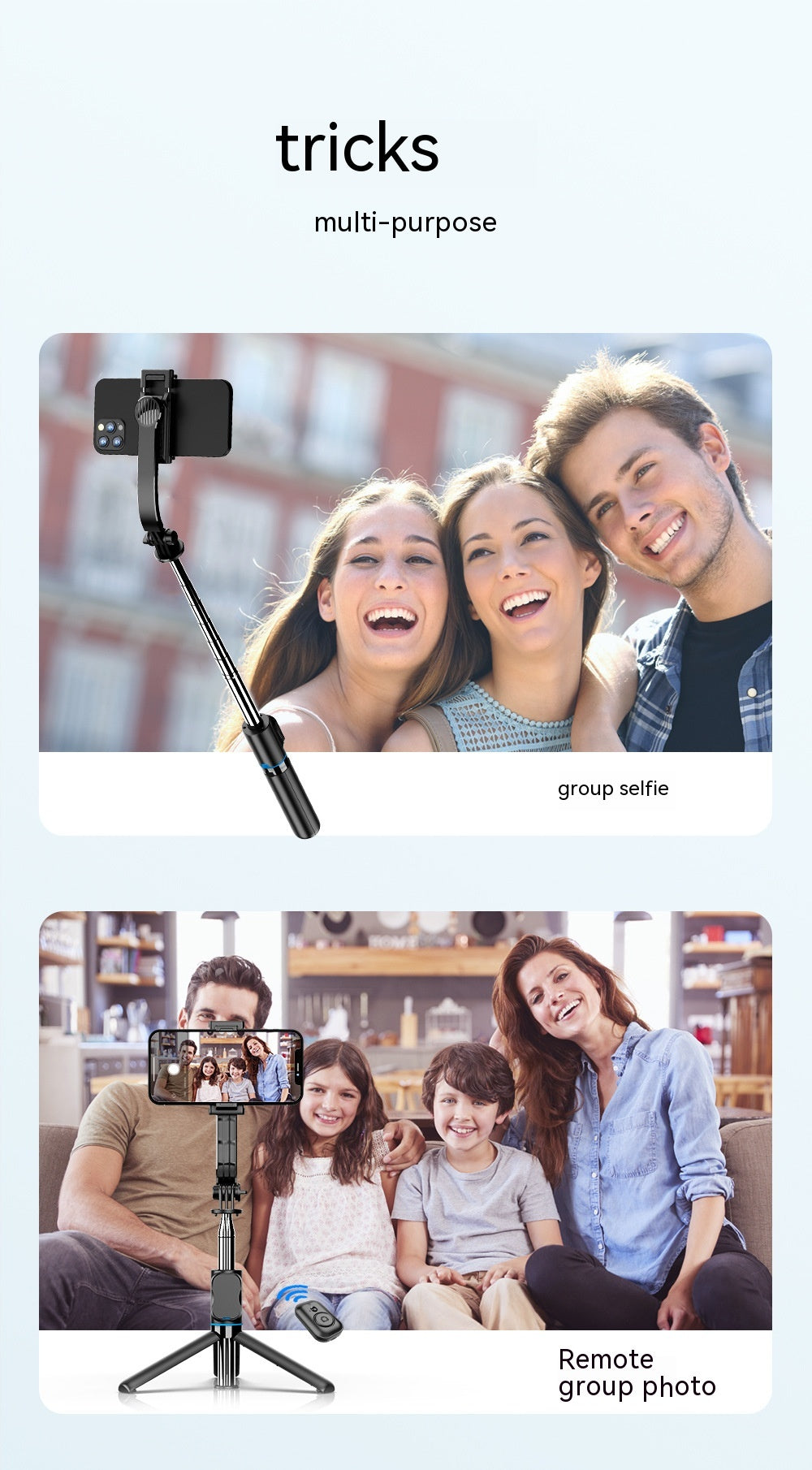 Support de bureau amovible Multifonctionnel Bluetooth Selfie Stick