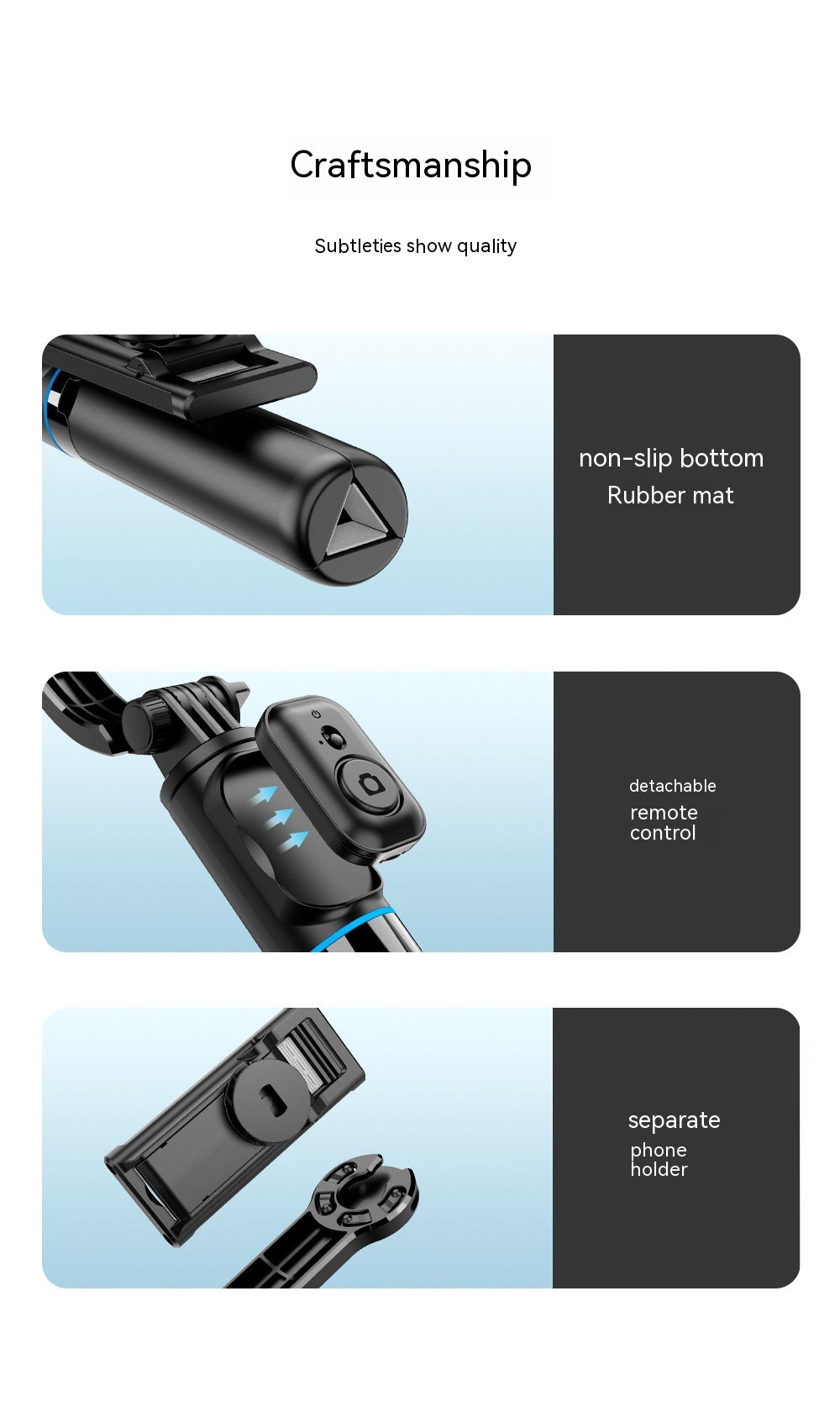 Support de bureau amovible Multifonctionnel Bluetooth Selfie Stick