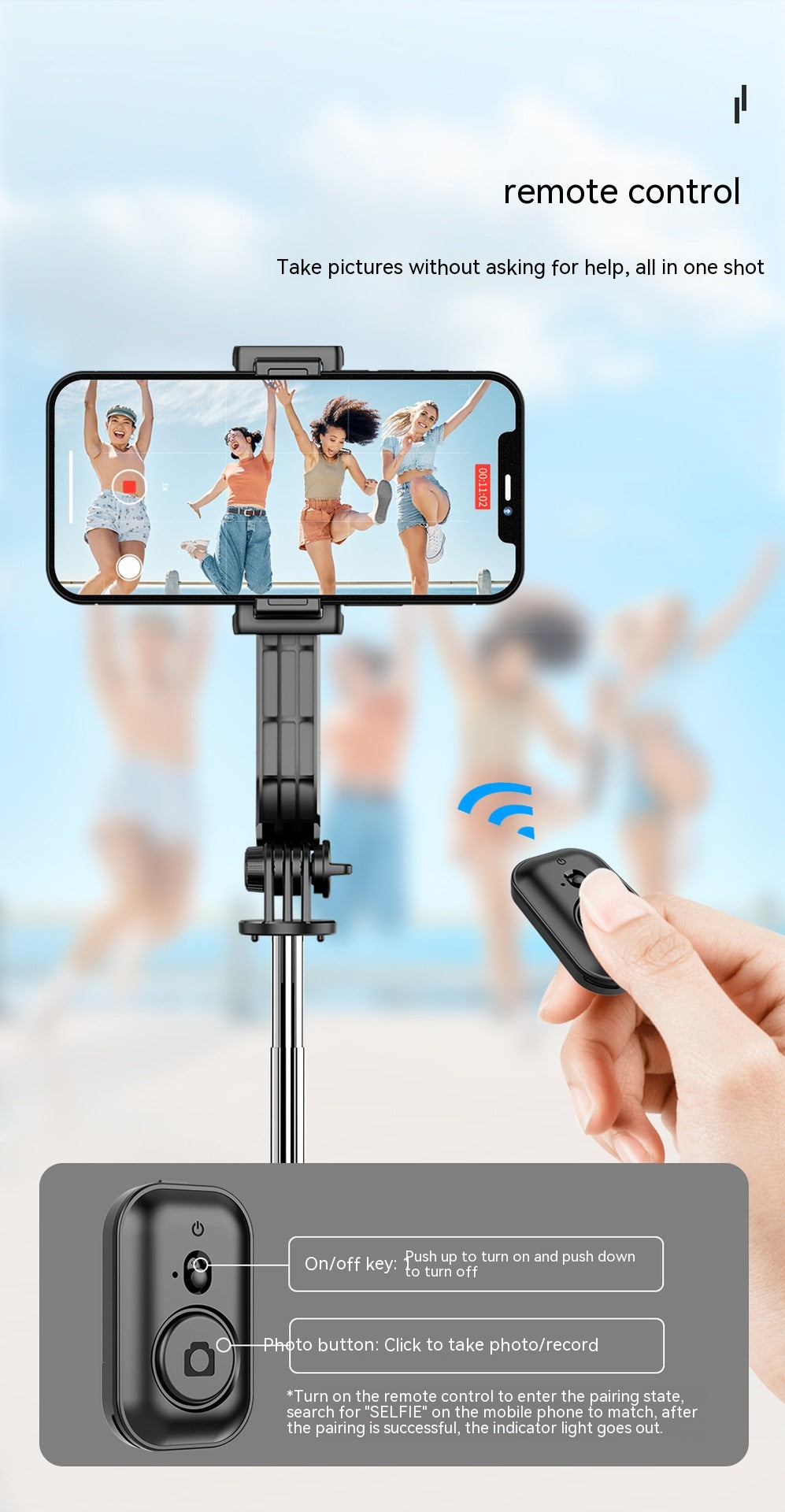 Support de bureau amovible Multifonctionnel Bluetooth Selfie Stick