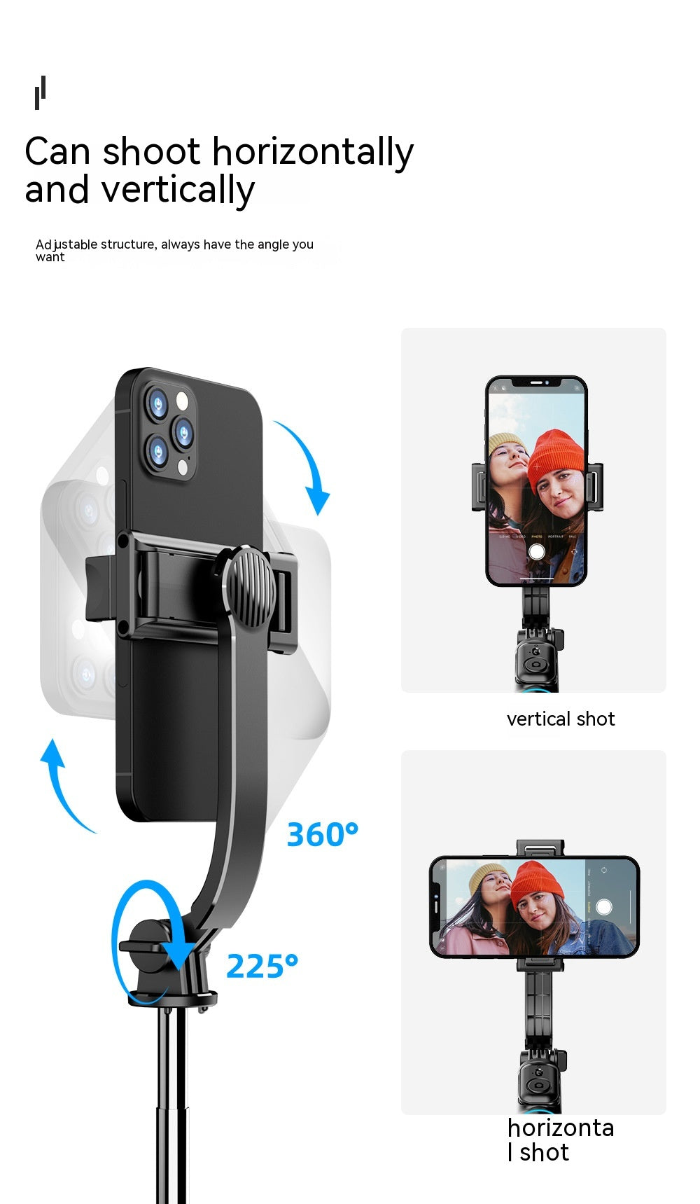 Support de bureau amovible Multifonctionnel Bluetooth Selfie Stick