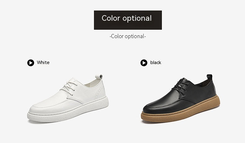 Premier couche Cowhide hommes occasionnels pompes en cuir seul ronde tête bas-coup chaussures blanches