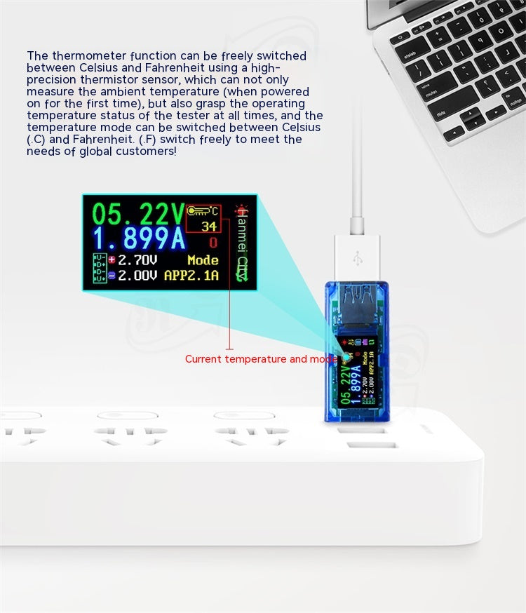 AT34 Instrument de détection de chargeur USB voltmètre numérique