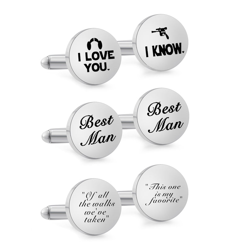 Nom personnalisé Date Acier inoxydable Boutons de manchette Personnalisé Liens de manchette pour hommes Mariage J