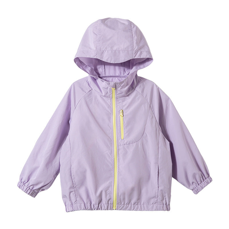 Veste à capuche décontractée pour enfants avec fermetures à glissières contrastées