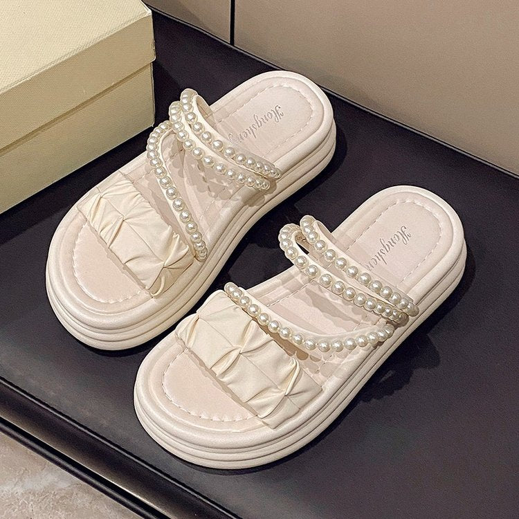 Sandales de style français pour femmes Plateforme d'été Sole pour petites femmes Diapositives d'usure Sli
