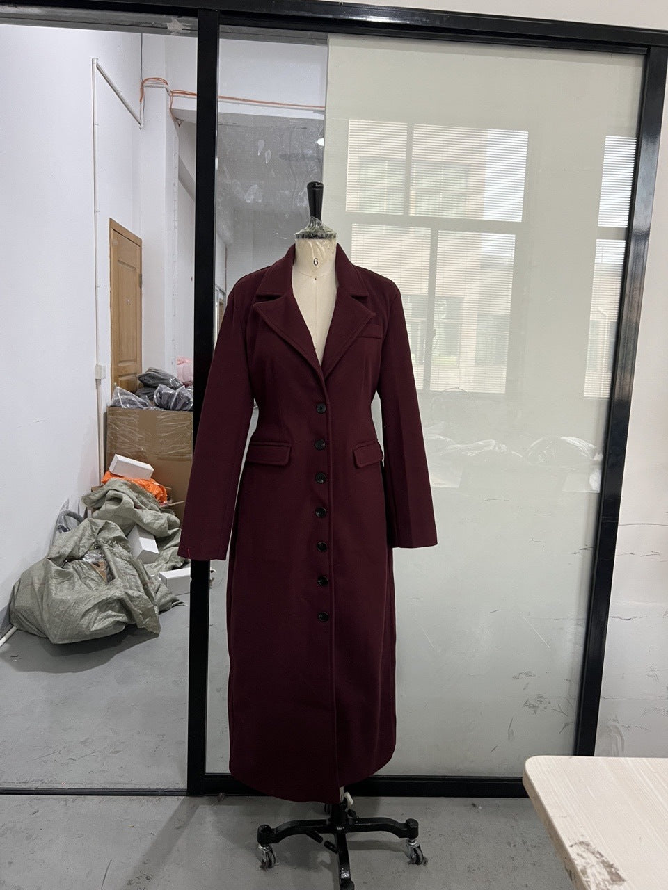 Élégant manteau en lapin de couleur solide