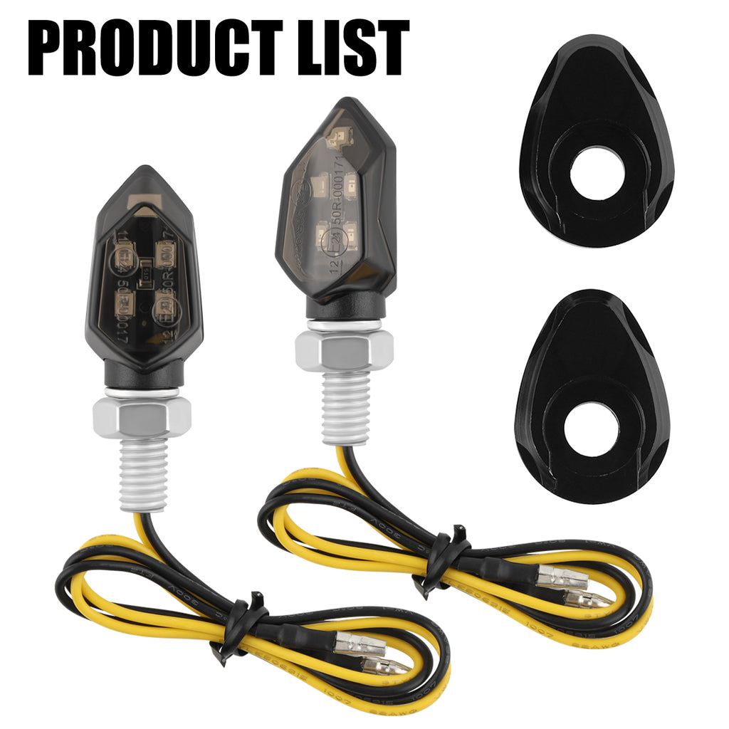 2X Mini moto LED turn signaux Blinker lumière indicateur ambre lampe universelle