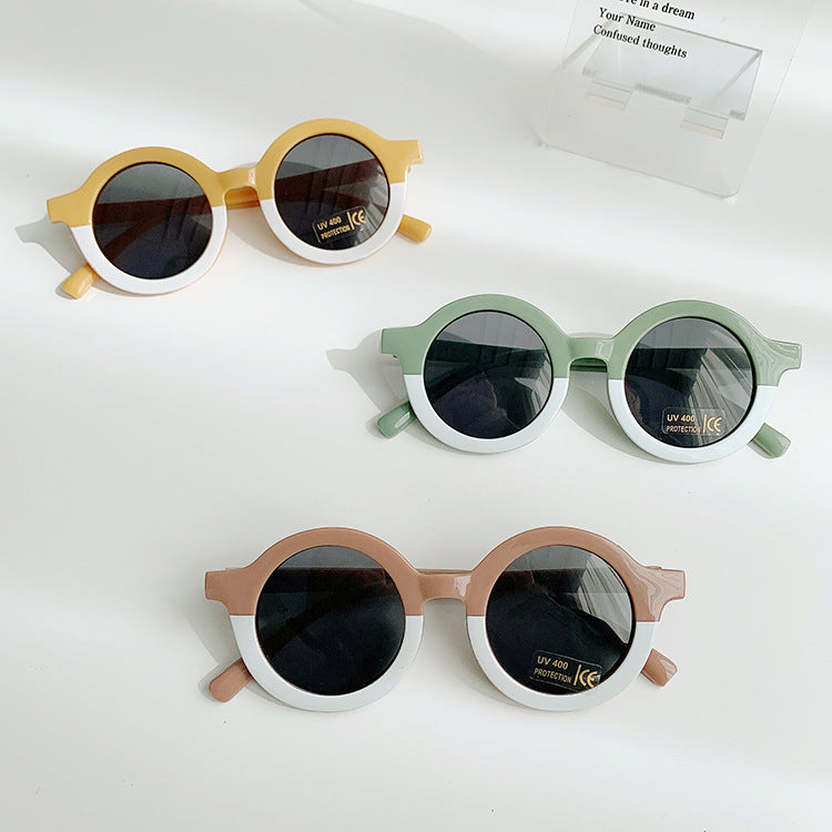 Lunettes de soleil pour enfants Cadre rond Protection solaire et mode d'ombre solaire Tous appariements