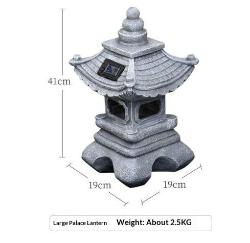 Solar Powered Stone Tower Lampe Chinese Style Lanterne Sol Standing Paysage Orname
