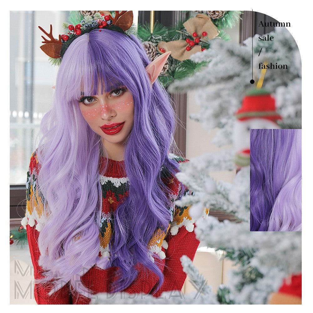Cosplay Long Wave Perruques synthétiques rouges et vertes