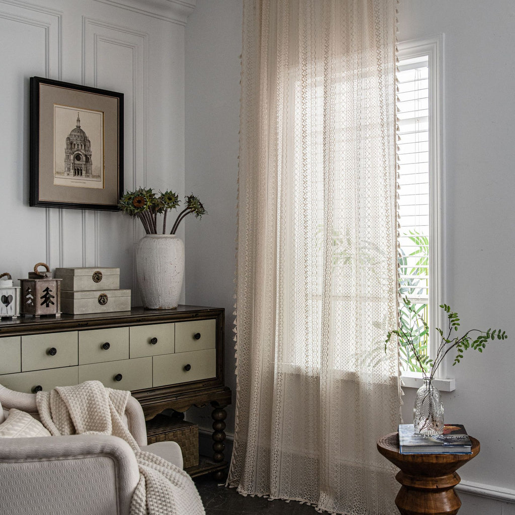 Translucide américain Pays Hollow Crochet Rideau