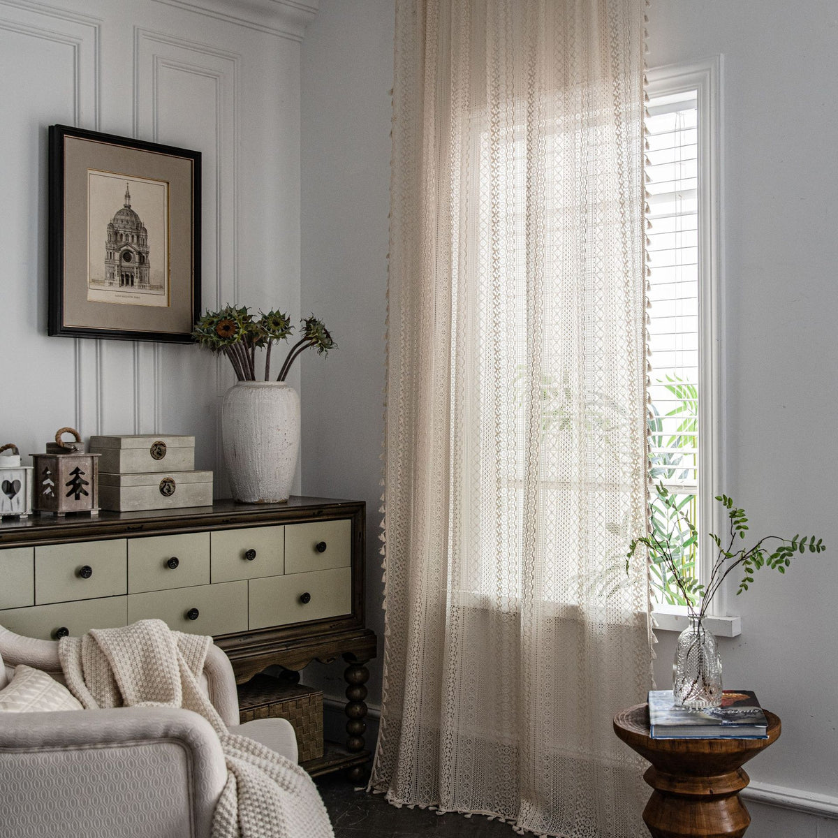 Translucide américain Pays Hollow Crochet Rideau