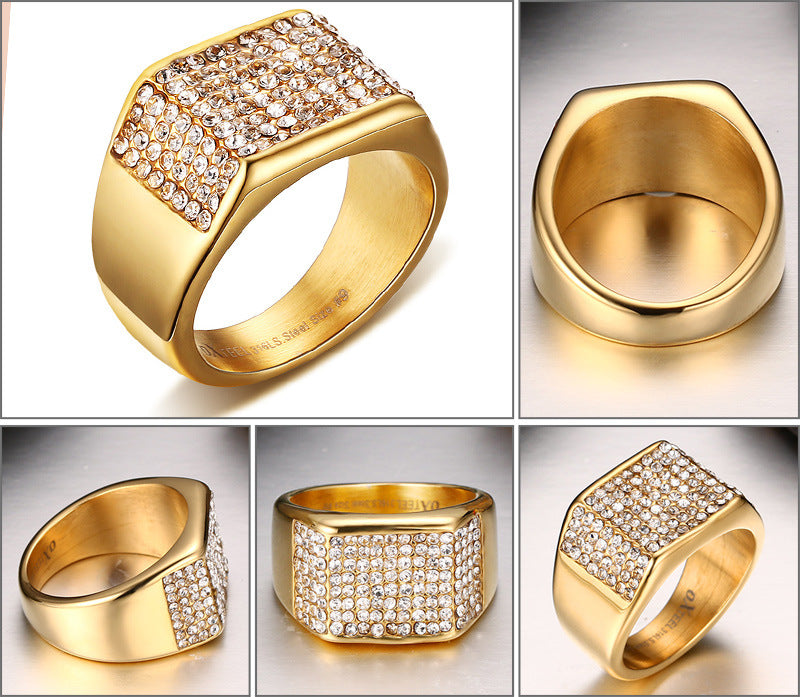 Bague en diamant en acier titane pour hommes
