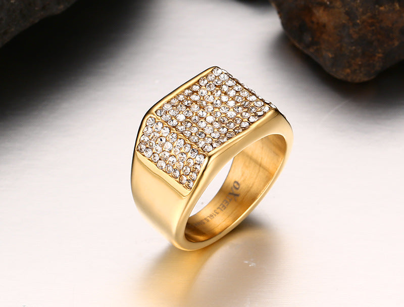 Bague en diamant en acier titane pour hommes