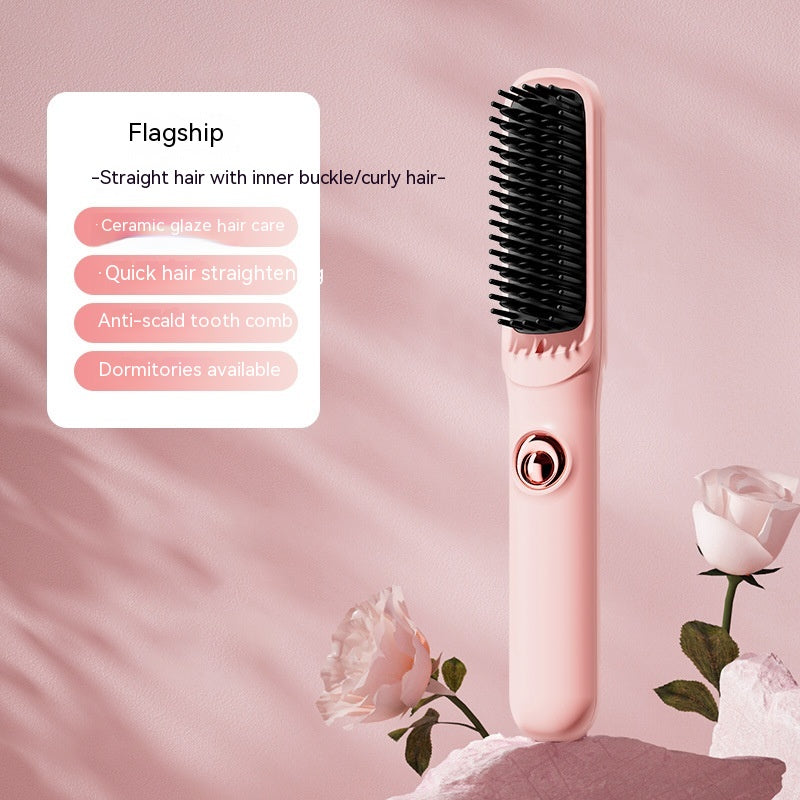 L'anion de peigne droit sans fil ne fait pas de mal aux cheveux Portable Curler et lisseur double