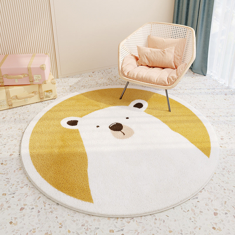 Cashmere-like Round Floor Mat Chambre à coucher mignon Rond Absorbant Non-dérapant Salon