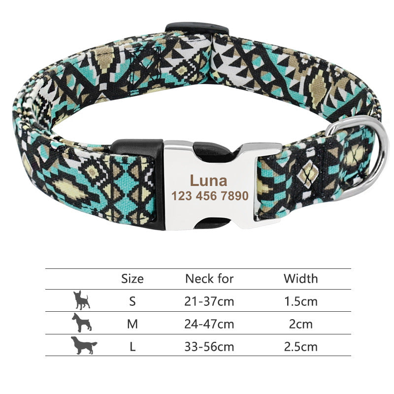 Collier de chien réglable en nylon Chiens personnalisés