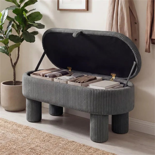 Banc de stockage Corduroy gris 42 pouces