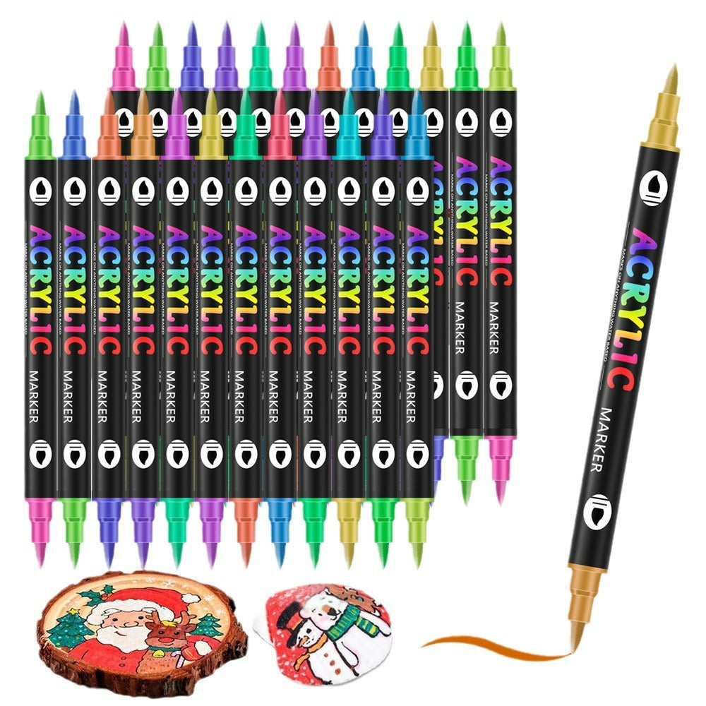 Marqueur acrylique double pointe 168 Couleurs Lavable à l'eau