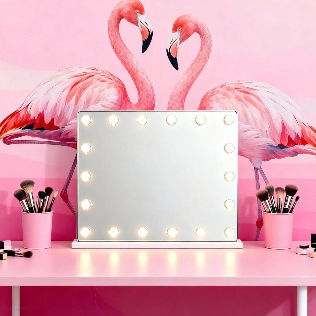 Miroir LED Vanity avec 15 ampoules - Multi Color Lighting Miroir de maquillage rechargeable pour la maison