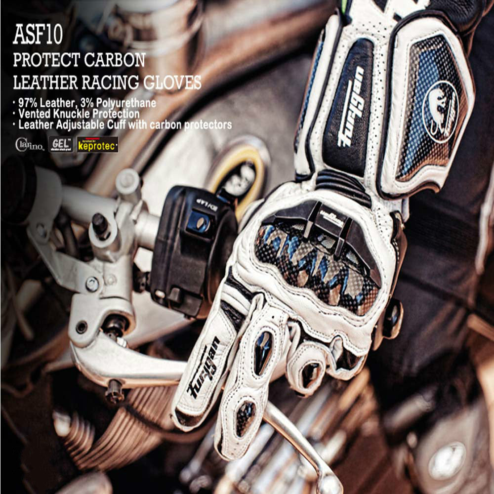 Gants de moto en carbone respirant Fibre en cuir résistant à la chute Quatre saisons