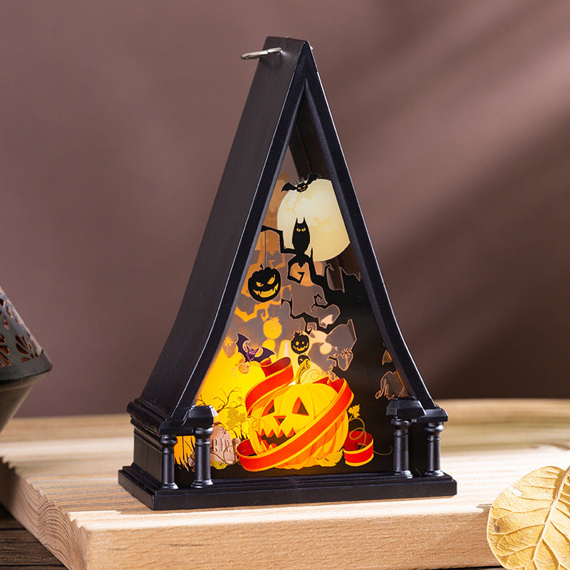 Décoration d'Halloween lampe de citrouille rétro lampe à vent créative party Skull Witch Decor